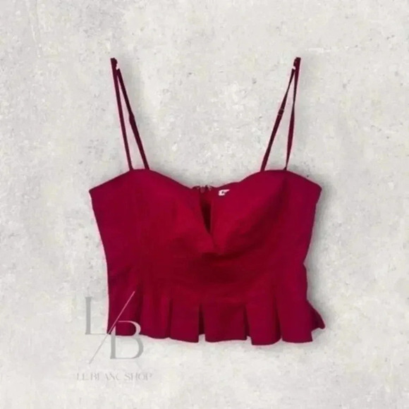 Reformation Shia Pleat Cotton Camisole in Rhubarb US 6 B1252 - Picture 2 of 4
